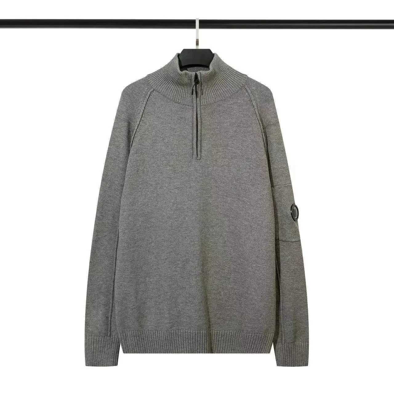 C. P. Knitted Top Autumn/Winter Series Pulling Frame Collar Half Zipper Ribbed Wool Jumper Sweater W241219