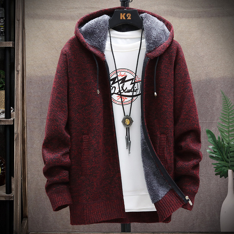 Trendy Men's Knit Zip-up Hoodie Coat for Big Sizes - Autumn & Winter Wear