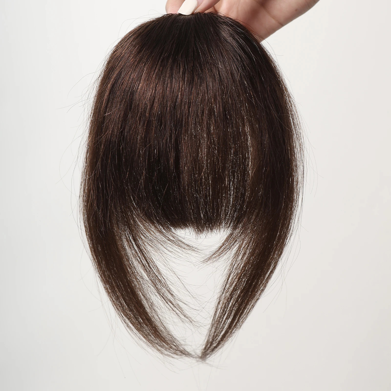 Hair Clip in Bangs 100% Human Hair Extention Natural Dark Brown French Bang Flat Neat Fake Thick Hairpieces Bang for Women Daily 241219