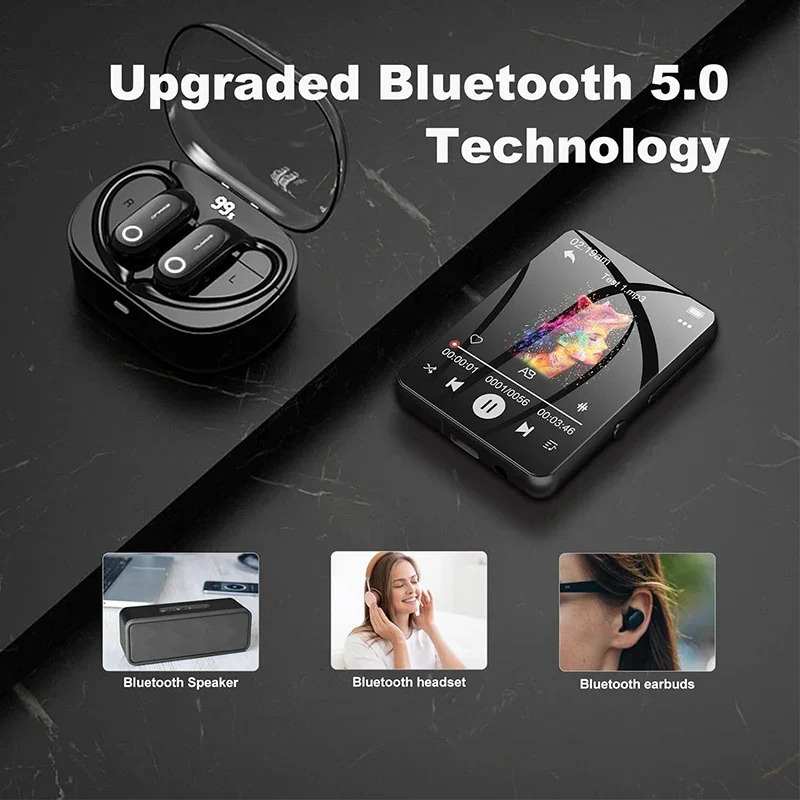 32GB 24 Touch Screen Mp3 Player with BT 50 MP3 Player with Builtin HD Speaker FM radio and voice recording 241113