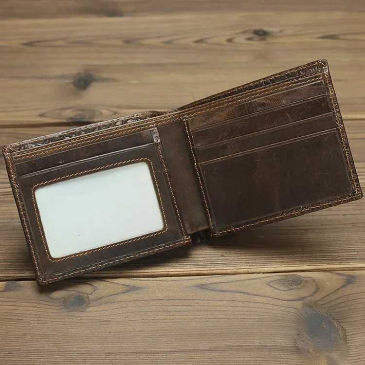 Hot Sale Crocodile pattern mens leather wallet clutch and wallet mens small double fold wallet clip wallet Z241219