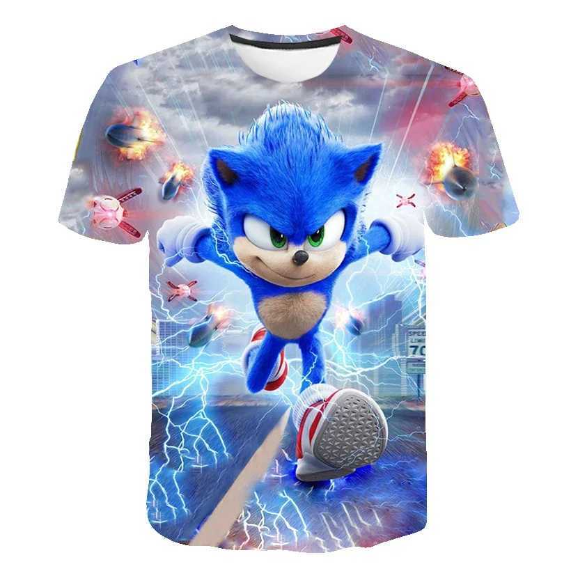 New Yellow Sonic T shirt Kids Clothes Boys Game Super Sonic Boys Clothes Men Women T-shirt Summer Clothes For GirlsXJ241219