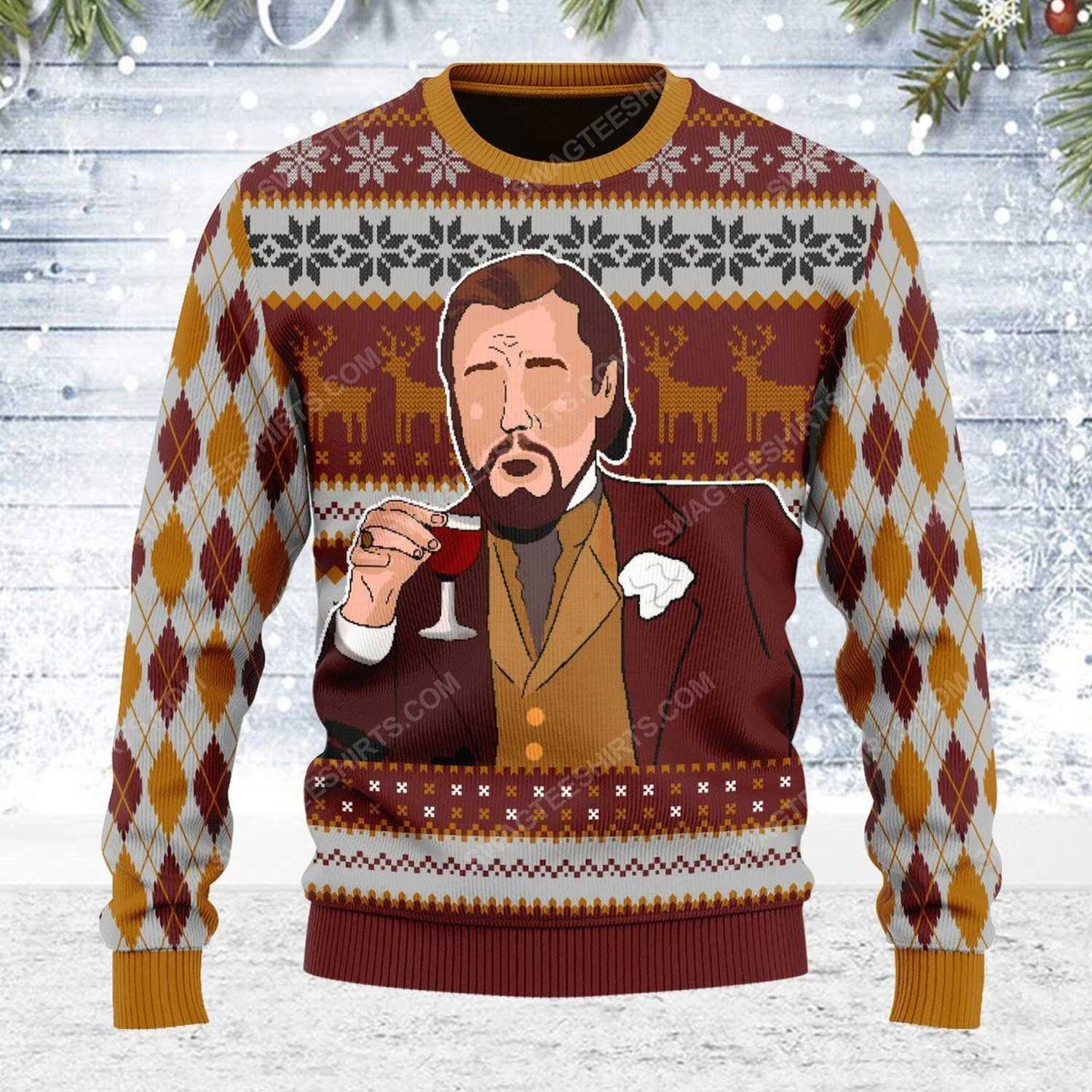 Autumn and Winter Clothes Laughing Leo DiCaprio Meme Ugly Christmas Sweater Gift Saint Claude Pullover Mens 2024 3D Sports Shirt Top W241219