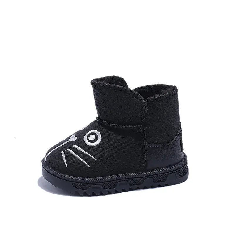 Boys Girls Short Boots with Cute Cat Children Cotton Boots for Winter Sweet Kids Warm Boots with Fur Non-slip Trendy 241219