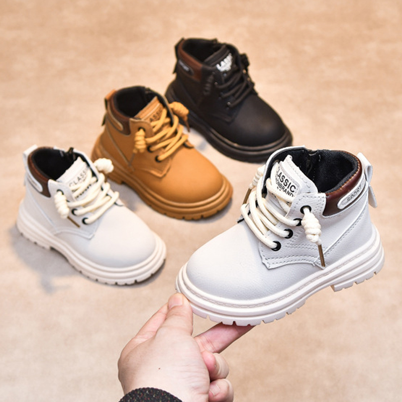 Child Shoes Short Ankle Snow Boots Kid Boots Happysteps Boy Girl Fashion Soft PU Leather Warm Toddlers Children Boots US 5C-12.5C