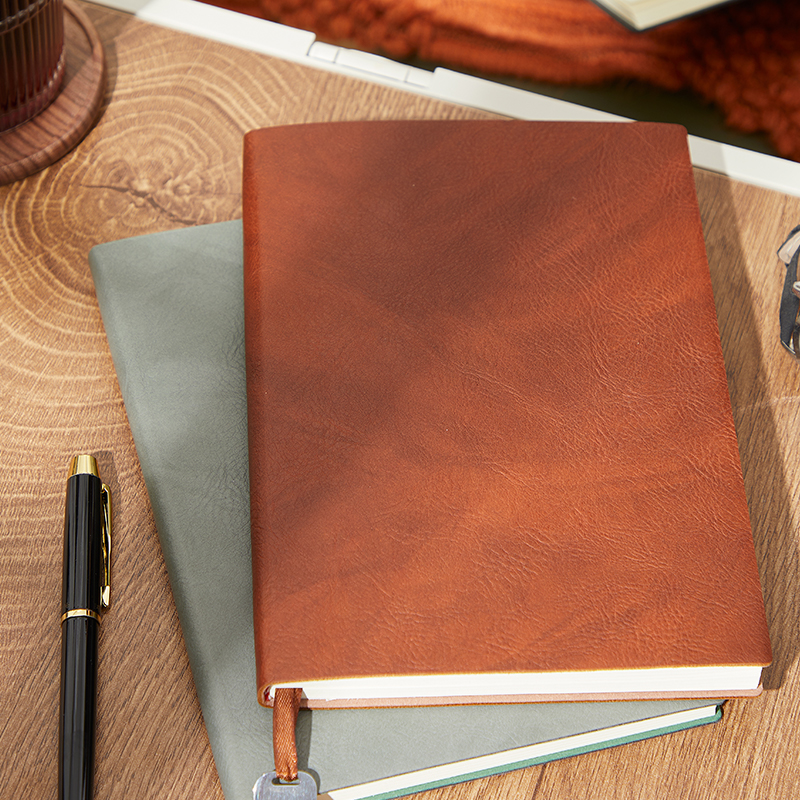 Soft Leather Notebook sub meeting minutes notepad business office with horizontal lines work journal simple student coursework book school portable