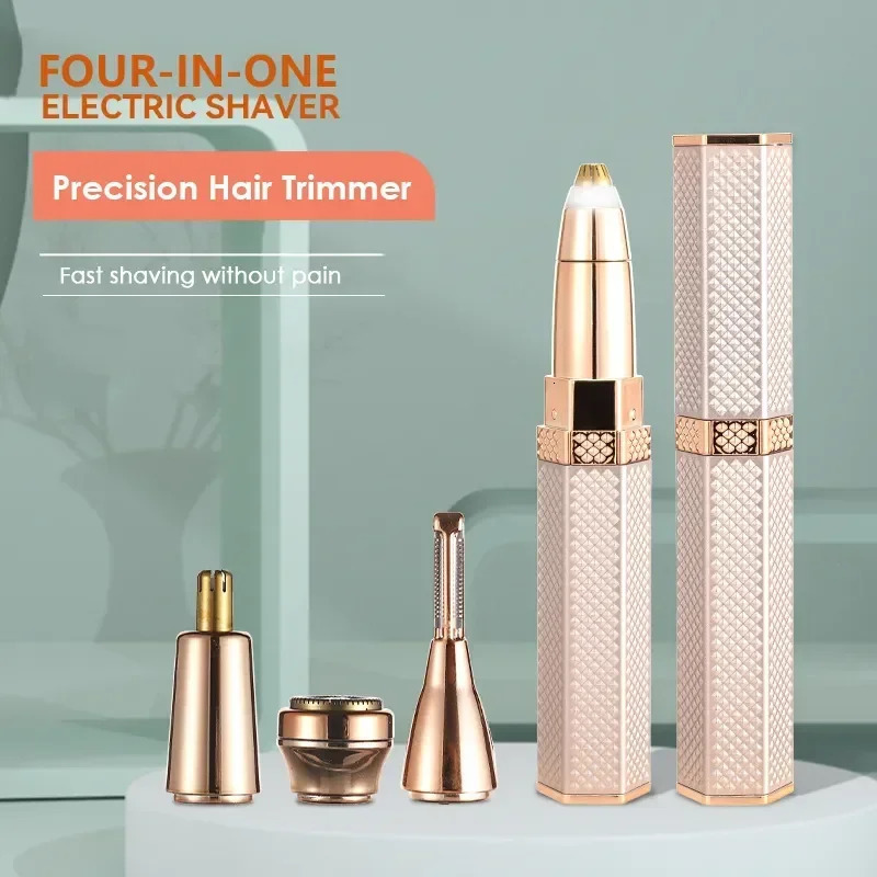 4-in-1 facial electric shaver suitable for women eyebrow trimmer body trimmer rechargeable painless eyebrow nose bikini hair trimmer 241218