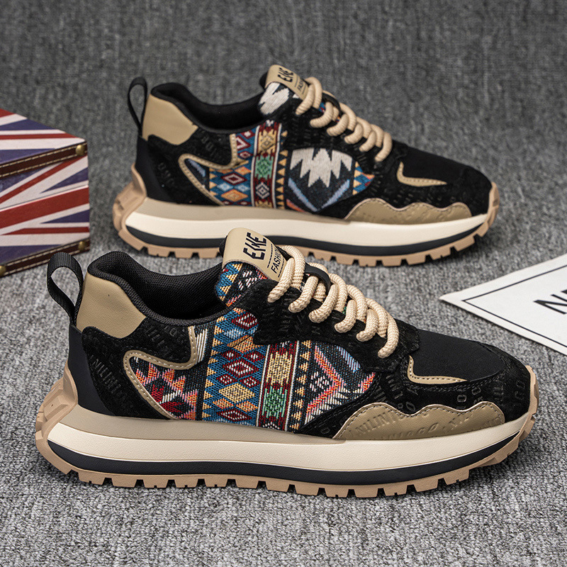Men Sports Shoes Fashion Printing Designer Shoes New Trendy Leisure Comfort Thick Sole Trainer Sneakers Triple Black Blue Beige Red Free shipping