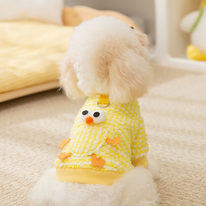 Autumn and winter dog clothes, plush pockets, two foot plush clothes, thick and warm, winter teddy bear pet clothes