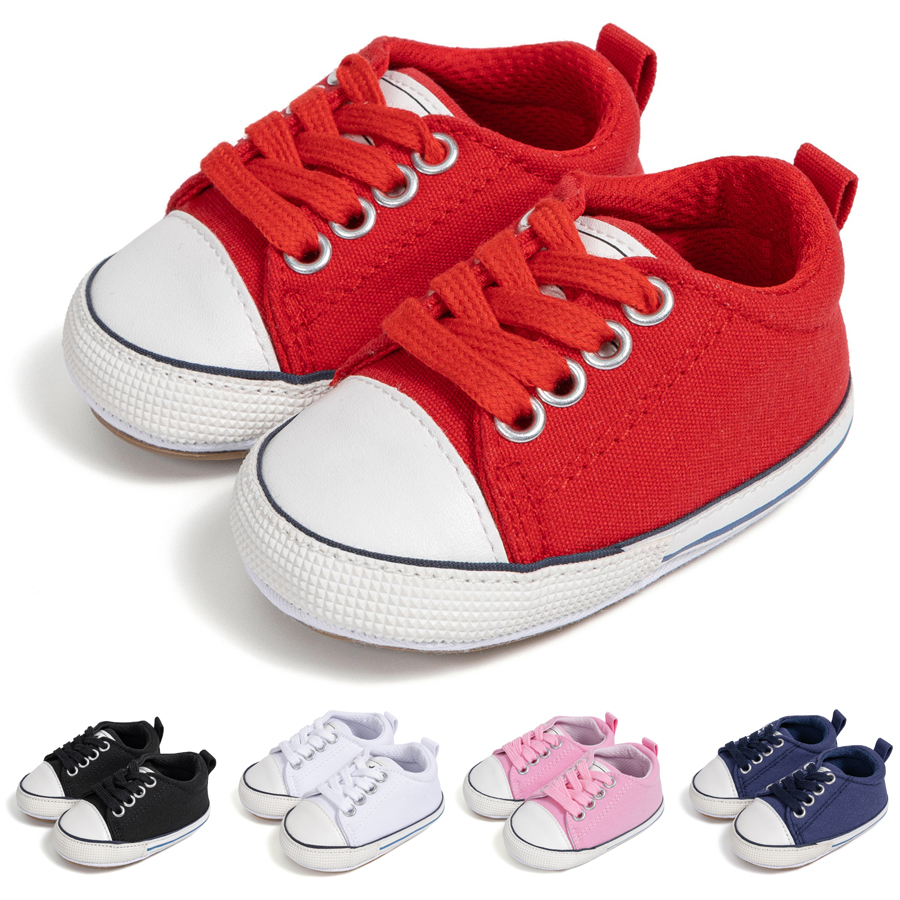 Newborn Classic Five Colors Boys Girls Baby Shoes Kidsnest Casual Canvas Sneakers Soft Rubber Soles Anti-slip Unisex Infant First Walkers 0-18M