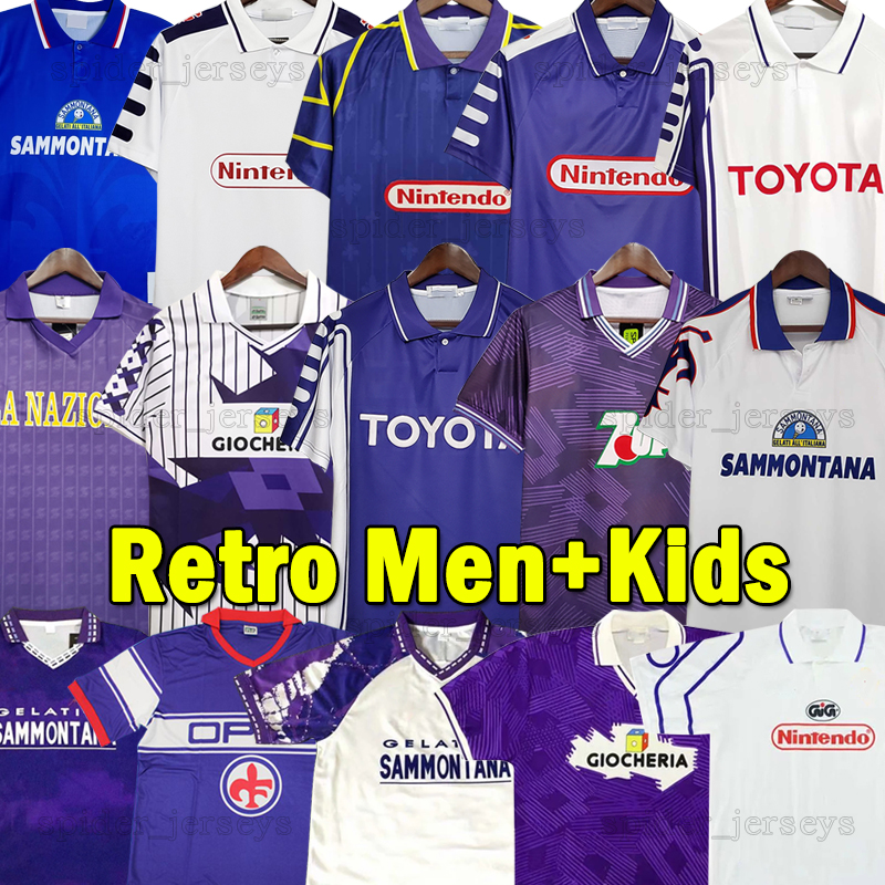 1984 85 FiorEntiNa Retro Soccer Jerseys 1989 90 91 92 R.BAGGIO DUNGA Football Shirts 1993 94 95 BATISTUTA RUI COSTA 96 97 98 99 EDMUNDO Long sleeve Men Uniforms Kids Kids