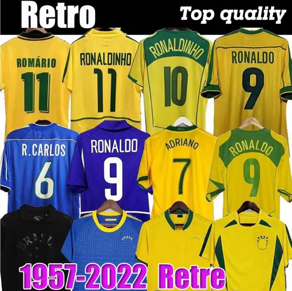 1970 1978 1998 retro Brasil PELE soccer jerseys 2002 Carlos Romario Ronaldo Ronaldinho shirts 2004 1994 BraziLS 2006 RIVALDO ADRIANO KAKA 1988 2000 20