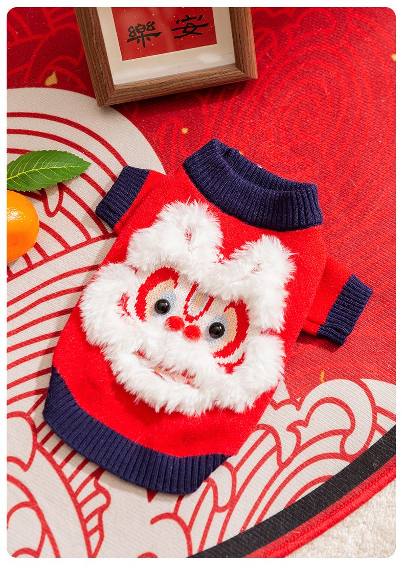 Autumn and Winter Dog Clothes for Chinese New Year Celebration, Three dimensional Lucky Sweater, Teddy, Small Dog Pet, Spring Festival