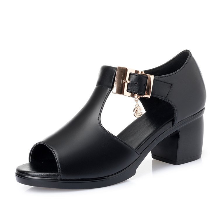 Sandals For Ddmywed Women Plus Size Thick Middle Heel Fish Mouth Summer New Item Fashionable Mom Shoes Chinese Brand F Ddmysaturn