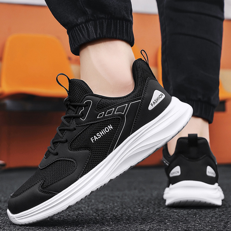 Men Sports Shoes Fashion Simple Design Versatile Trendy Versatile Casual Style Breathable Comfort Anti-slip Wear-resistant Triple Black White Grey Fre