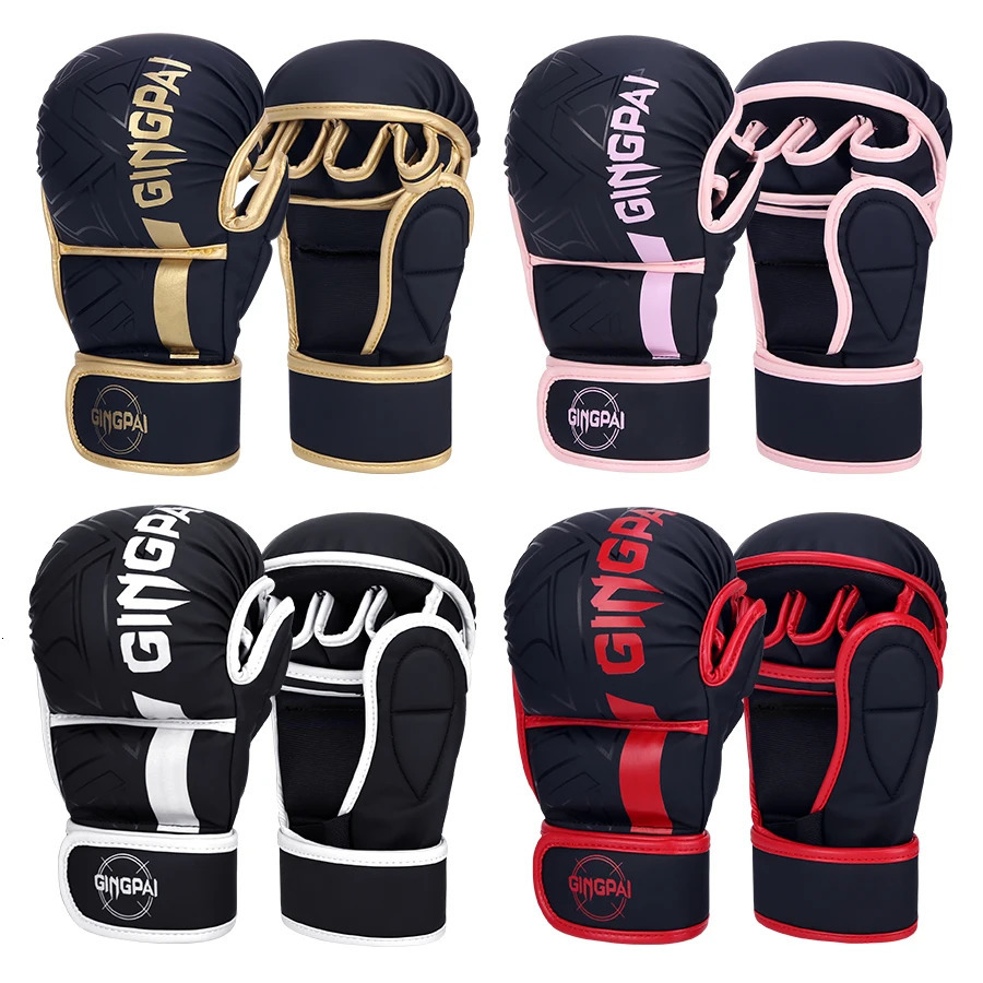 Professional MMA Boxing Gloves Half Finger Sandbag Karate Muay Thai Training PU Adult Kids Thickened Equipment 241218