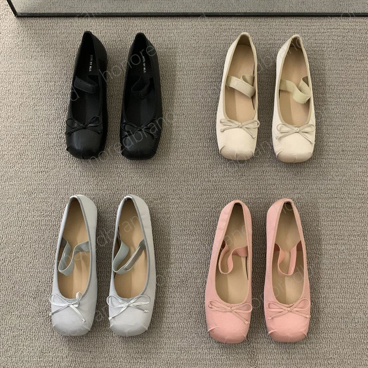 LUXURY Paris Ballet Fashion Designer Professional Dance Shoes Satin ballerinas Bowknot Shallow Mouth Single Shoe flat sandals for women ff