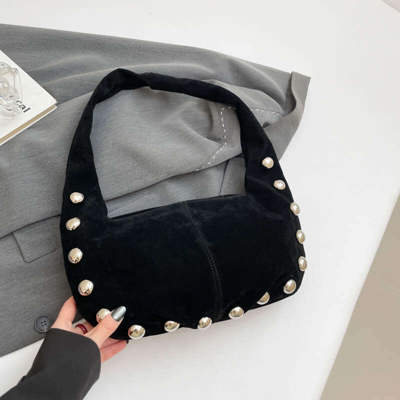 Shoulder Handbag for Women Fashion Shoulder Bag Small Underarm Purse Mini Clutch Design Shoulder Underarm Willow Nail Handbag Suede Fashionable Women 