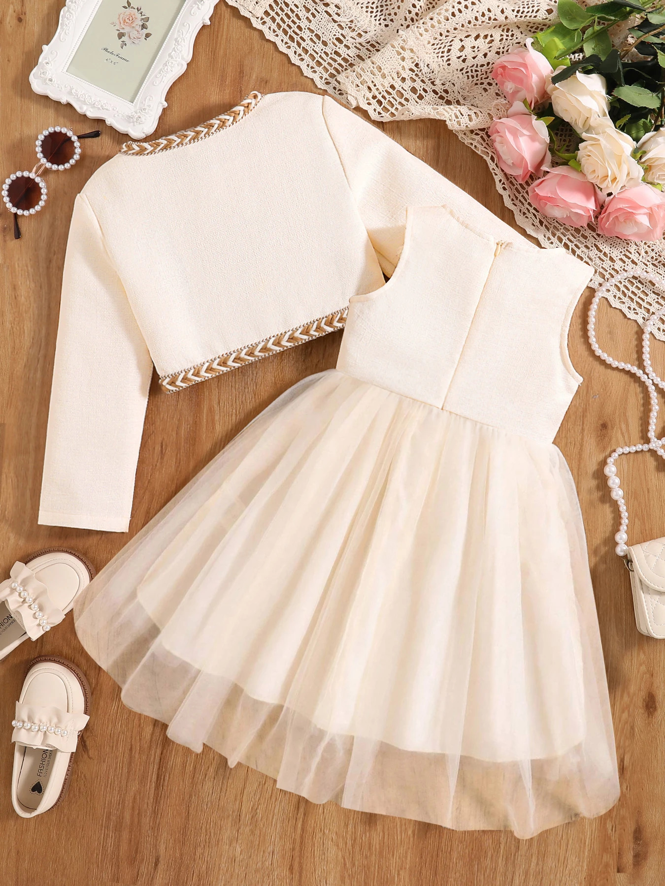 Girls autumn fashion cute dress fluffy princess dress - white 241219