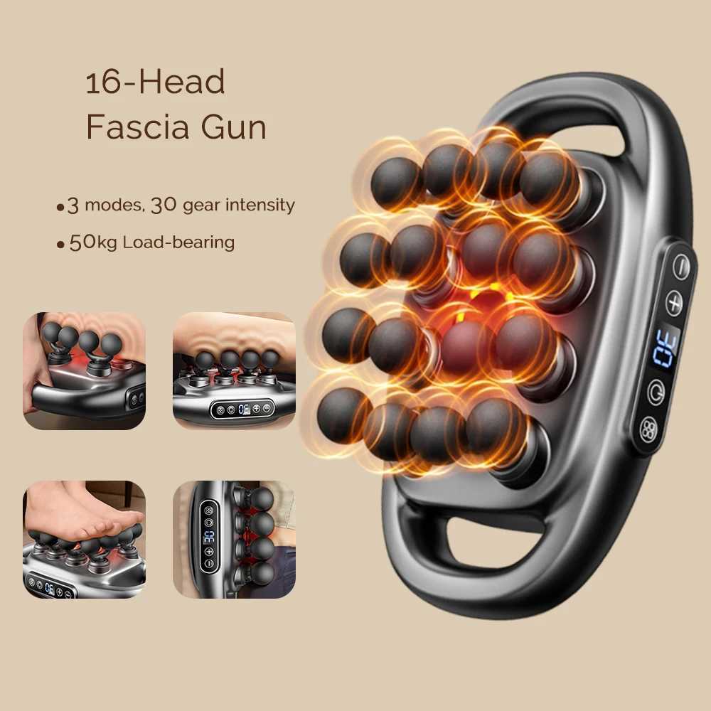16-Head Fascia Gun High Frequency Vibration Body Massage ManeXJ241219