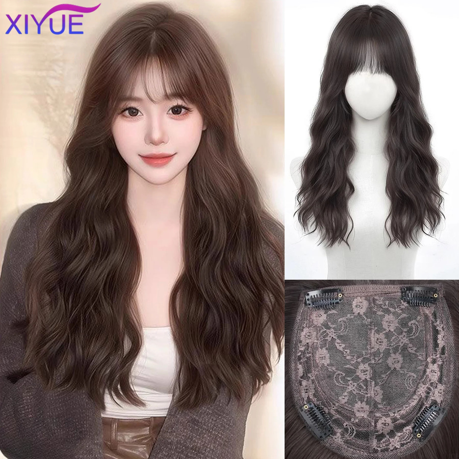 XIYUE Synthetic Topper Hair Piece Invisible Seamless Bangs Clip Overhead Natural Invisible Replacement Cover White Hair 241219