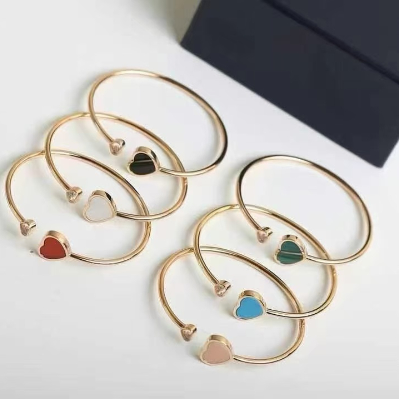 Luxury brand mother of pearl bangle bracelet for women red jade marrow love heart designer 18k rose gold happy hearts bracelets jewelry gift