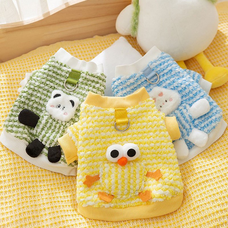 Autumn and winter dog clothes, plush pockets, two foot plush clothes, thick and warm, winter teddy bear pet clothes