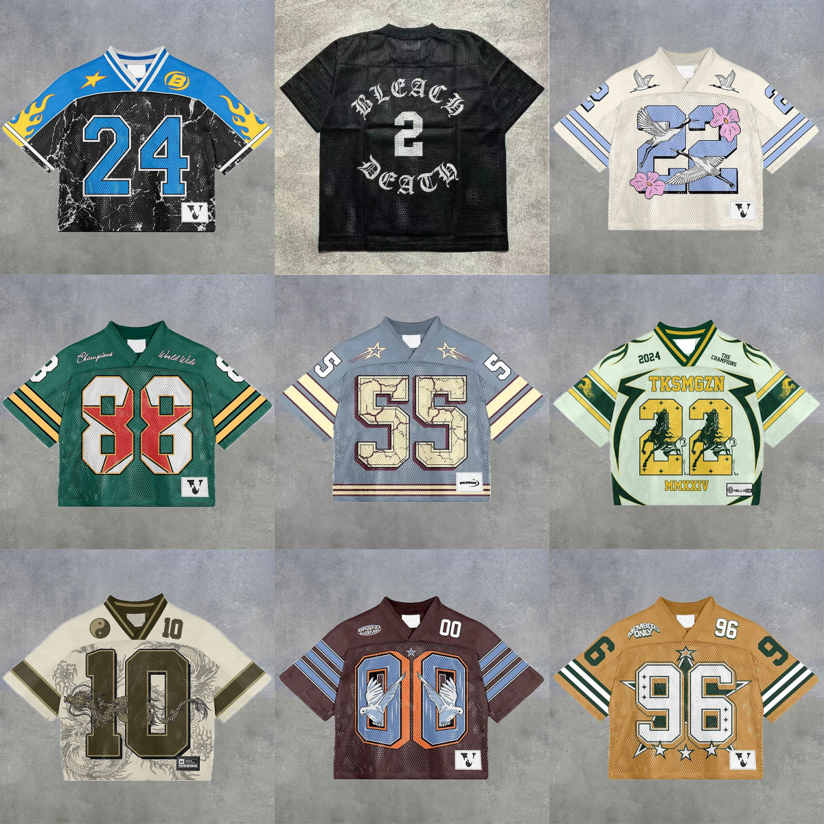 Vintage street summer sports football design casual couple tops Y2K Harajuku fashion hip-hop splicing short-sleeved T-shirt mens