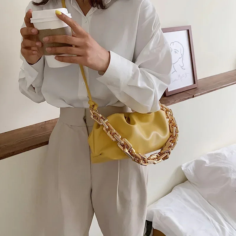 Mini Bag Fashion PU Messenger Bag Womens Chain Shoulder Cloud Bag Evening Dress Bag Womens Handbag 241213