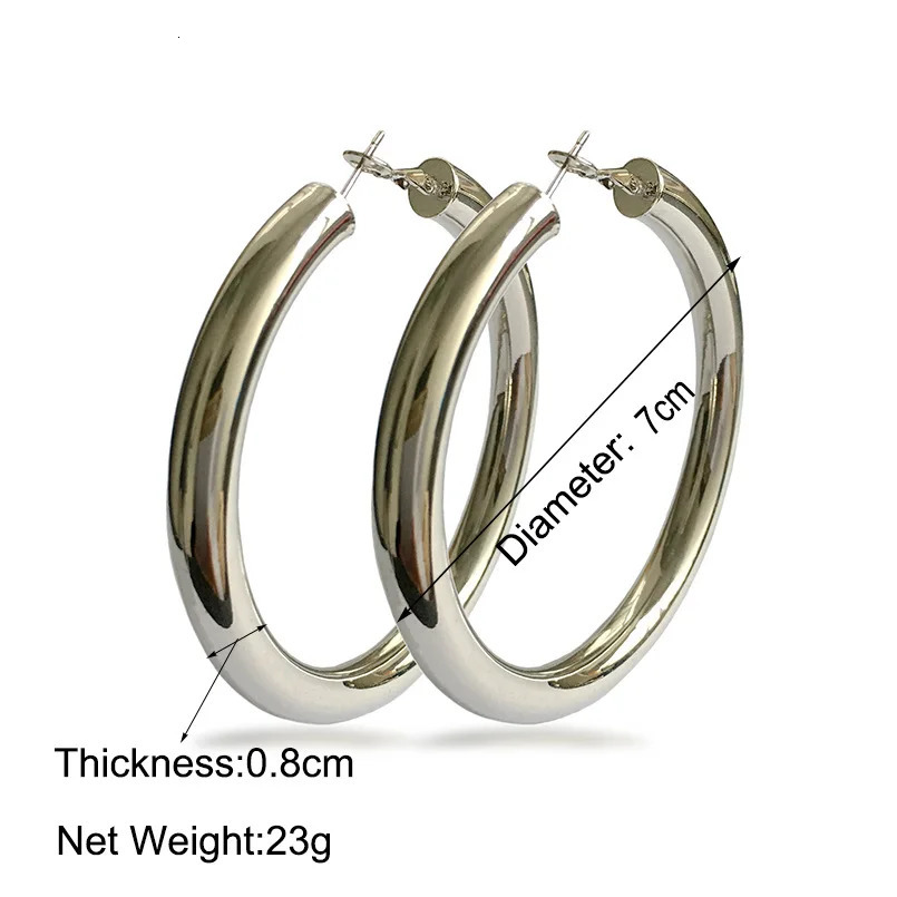 Large big Chunky thick hoop earrings for women night club party hyperbole earrings 70mm jewelry 241219