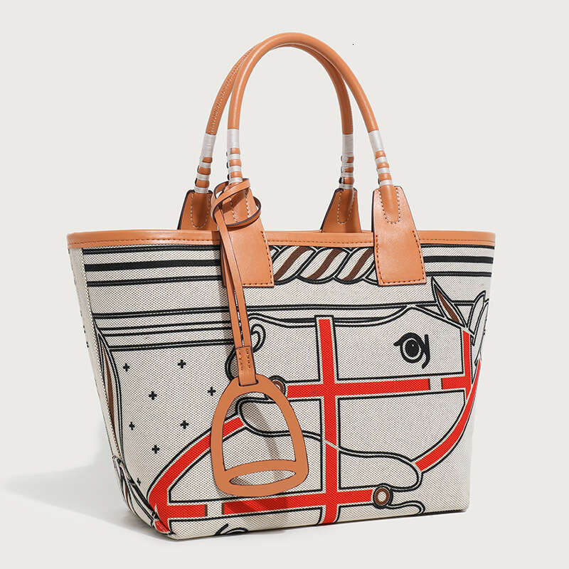 Women's Bags Handbag Trendy High Quality Tote For Women Geometric Printed Top Handle Satchel Handbag Purses Canvas Fashionable Shopper Bag