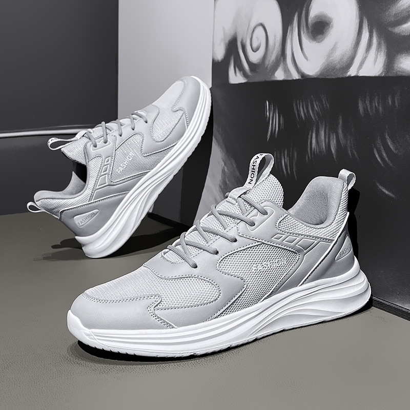 Men Sports Shoes Fashion Simple Design Versatile Trendy Versatile Casual Style Breathable Comfort Anti-slip Wear-resistant Triple Black White Grey Fre