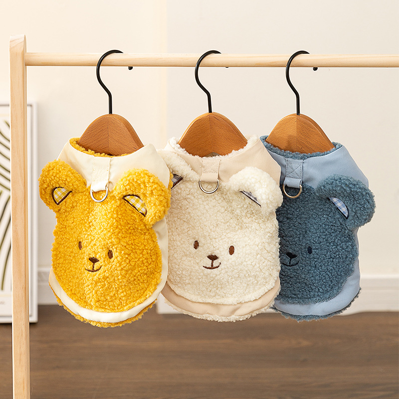 Dog Apparel Pet Autumn/Winter Single Breasted Cardigan Sweater Teddy Small Cat Contrast Designer Clothes
