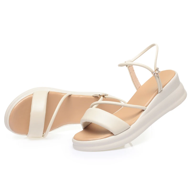 AIYUQI Women Sandals Large Size Summer Wedge Women Sandals Open Toe Roman Sandals