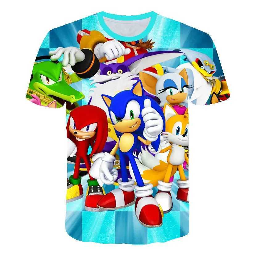 New Yellow Sonic T shirt Kids Clothes Boys Game Super Sonic Boys Clothes Men Women T-shirt Summer Clothes For GirlsXJ241219
