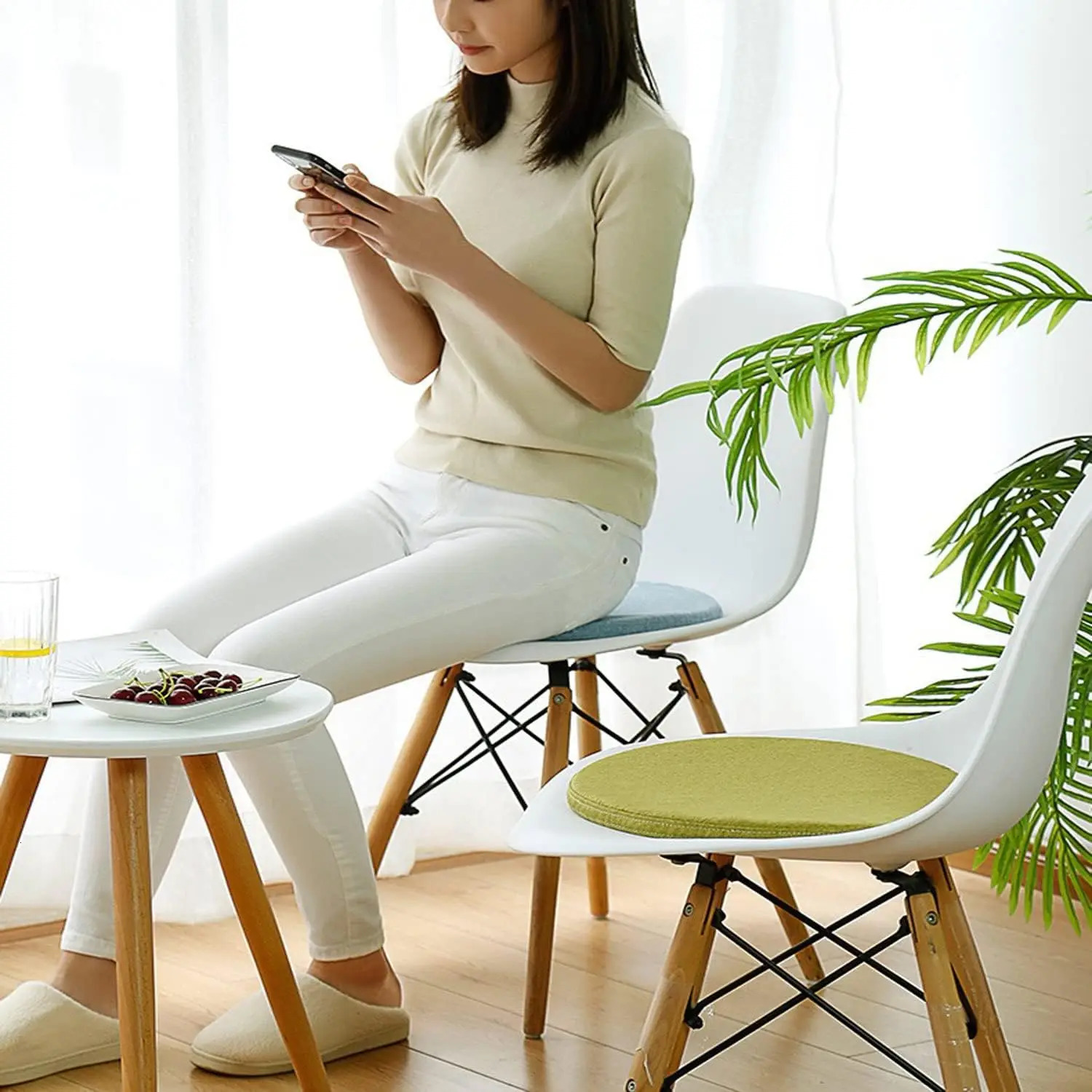 Memory Foam Seat Cushion Anti-Slip Soft Solid Round Floor Seat Futon Office Chair Pad Bar Seat Stool Cushions 30/35/40cm 241219