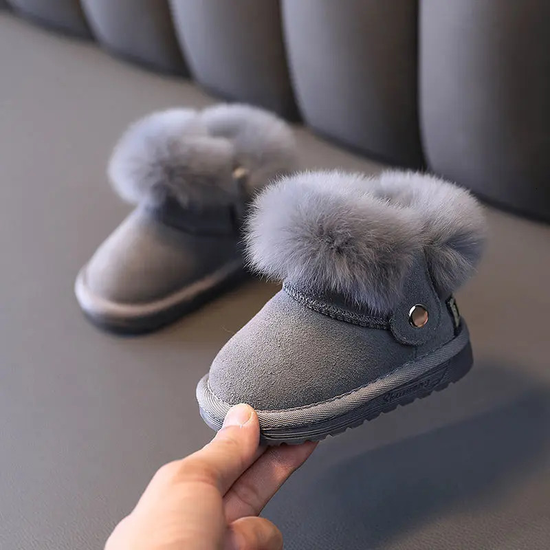 Winter Baby Snow Boots Warm Plush Leather Toddler Shoes Fashion Boys Girls Antislip Rubber Sole Sneakers Infant 241218