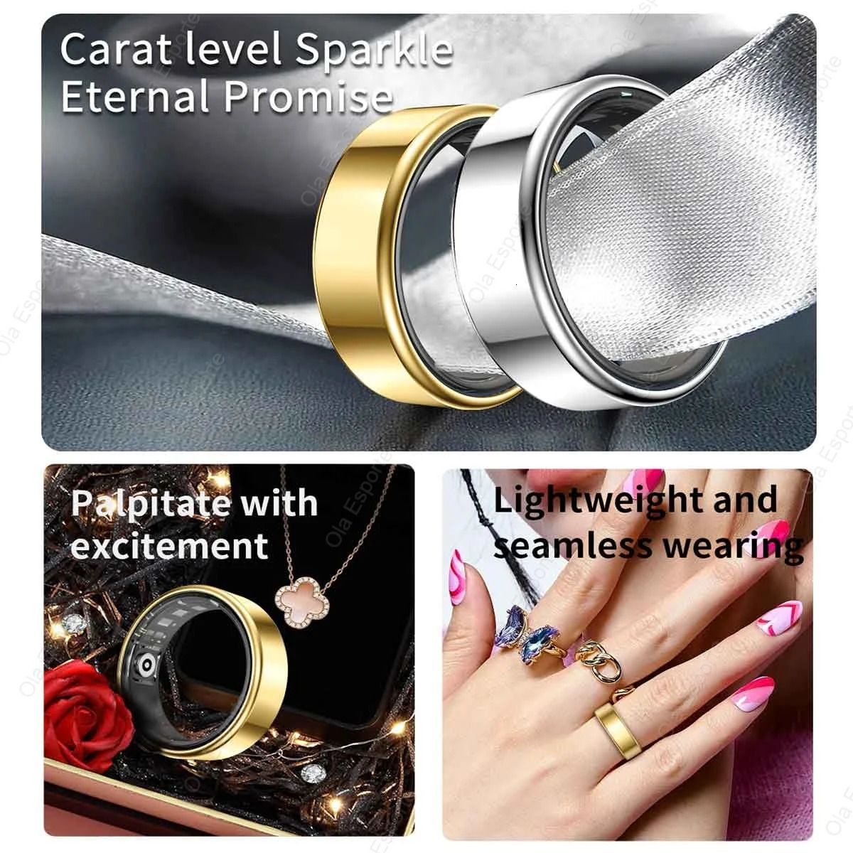 Smart Ring Suitable for Xiaomi Mens 5ATM Waterproof Temperature Health Monitor Heart Rate Sleep Monitor Sports Tracker Smart 241211
