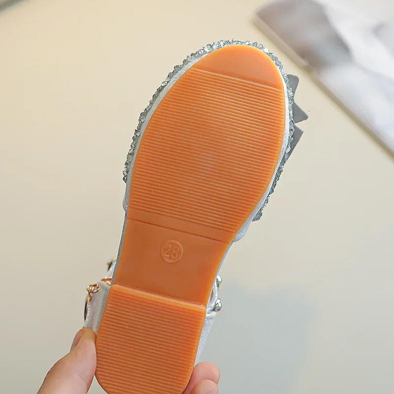 Children Princess Shoes for Girls Bowtie Glitter Children Baby Dance Shoes Bling Party Casual Toddler Girl Sandals 241219