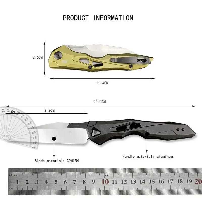 KS 7650 launches 3-pocket folding knife CPM54 sharp blade aluminum handle lightweight outdoor tactical camping EDC hunting toolW241219