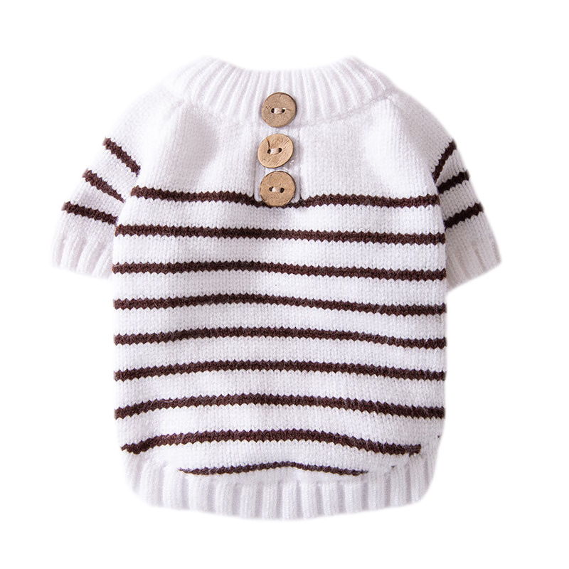 Autumn and winter dog clothes in Ins style, simple striped button sweater,small and medium-sized dog, cat, pet clothes