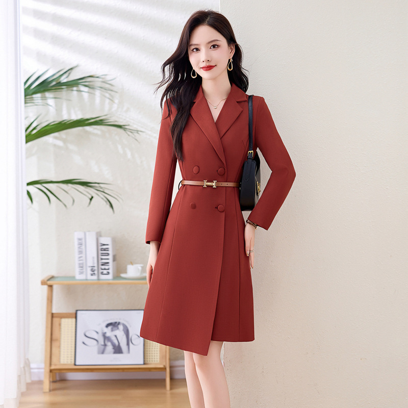 D141 High-end long-sleeved suit dress for women new spring and autumn temperament commuting slim slimming professional dress