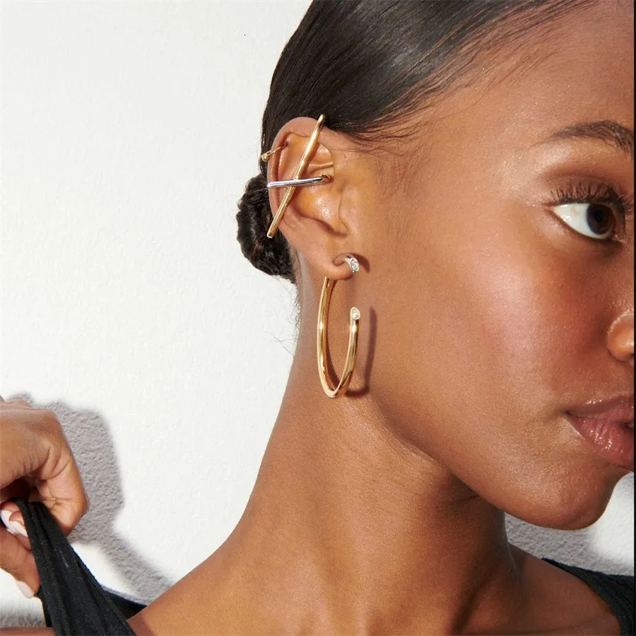 Fashion Large Metal Hoop Earrings Gold Color Circle Earring for Women Girls Jewelry European American Accessories Gifts 241219