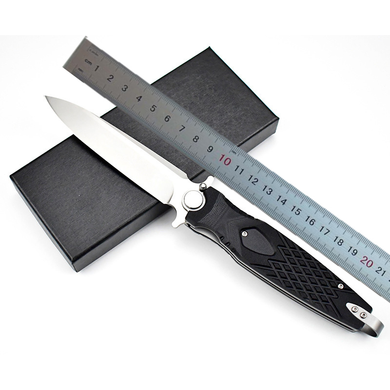 Top Quality Flipper Folding Knife D2 Titanium Coating Blade G10 with Steel Sheet Handle Outdoor Camping Survival Tactical Knives