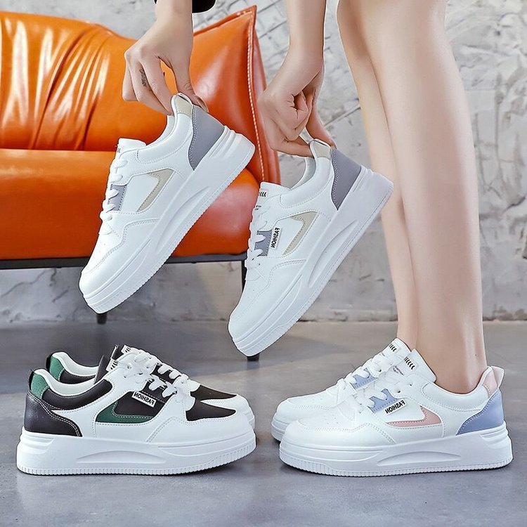 Korean version of small white women 2025 hot spring and autumn new breathable thick sole board lace-up designer women's shoes
