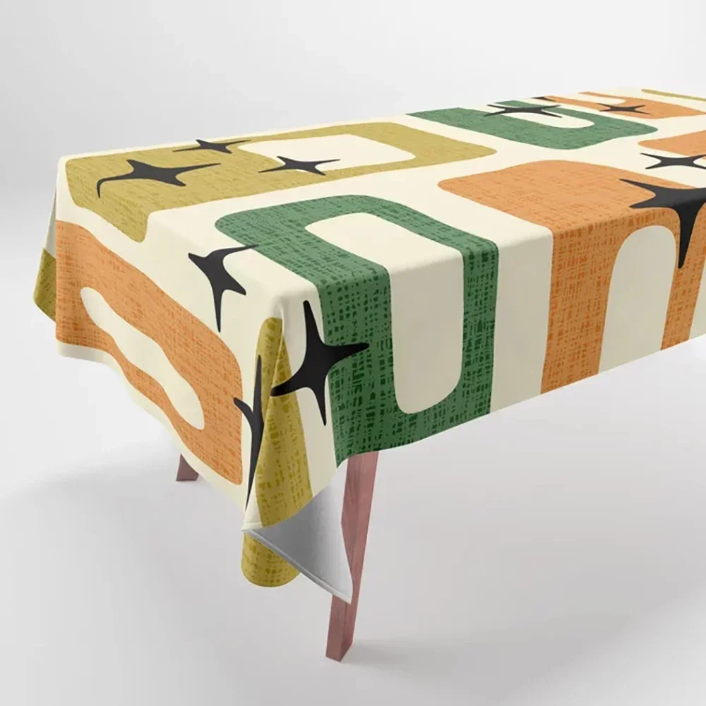 Geometric Pattern Colorful Printed Tablecloth Home Decor Rectangular Party Stain Resistant Dust Cloth OMW1