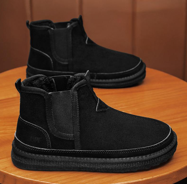 Men Boots hot Plush Winter Warm Casual Style Snow Boots, Outdoor Cotton Designer Shoes Trendy Triple Black Grey Khaki Free shipping