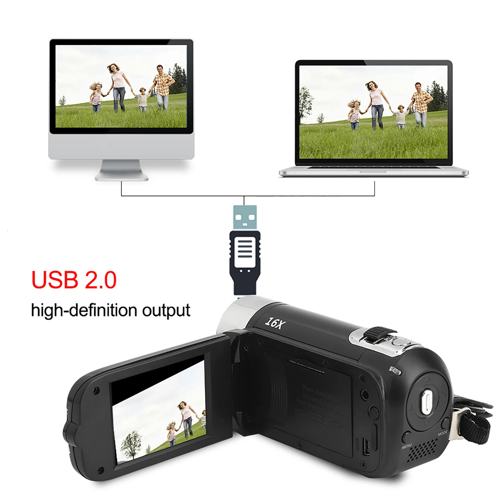 DH90 16X Digital Zoom 27 Inch Colourful Display Screen High Definition Camera Image Video Shooting Camcorder 110 240V 241113