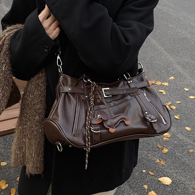 Shoulder Handbag for Women Tote Purses Motorcycle Armpit Bags Niche Design Girl Commuting Large Capacity Bag Textured Crossbody Bag