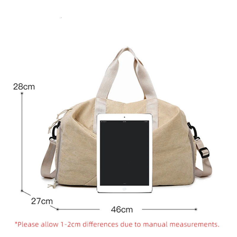 Women Sport Yoga Gym Bag Corduroy Large Capacity Separation of Wet and Dry Waterproof Fashion Fitness Training Duffel Bag XA143B 241219